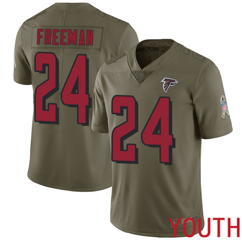 Atlanta Falcons Limited Olive Youth Devonta Freeman Jersey NFL Football #24 2017 Salute to Service->youth nfl jersey->Youth Jersey